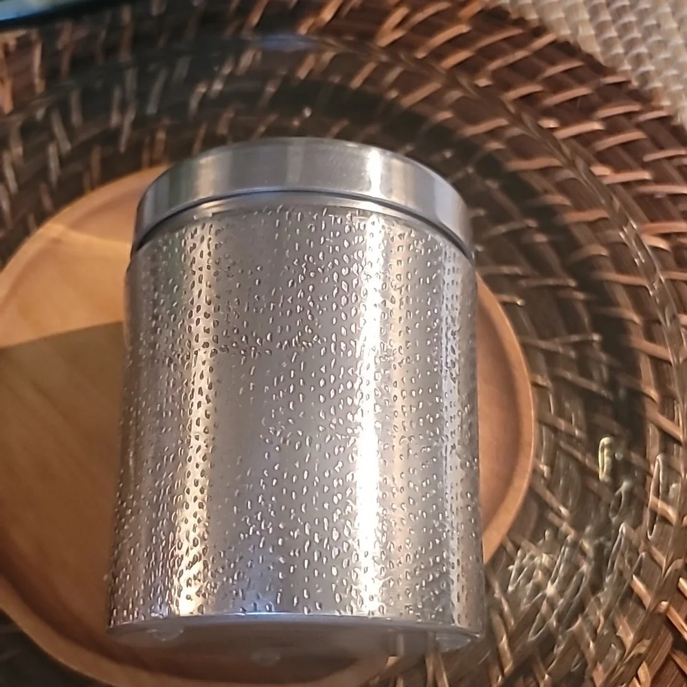 Vintage threshold aluminum etched lidded canister